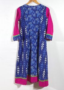 Women Blue Printed Kurti | Bust 34 | Waist 36 |