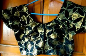Elegant Black &amp; Gold Brocade Blouse