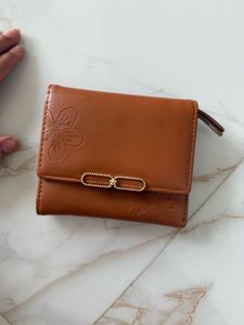 Brown Floral Print Tri-Fold Wallet