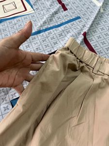 Length-30,,Women's Beige Wide Leg Cropped Pants