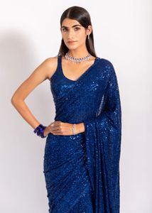Sparkling Royal Blue Sequin Saree