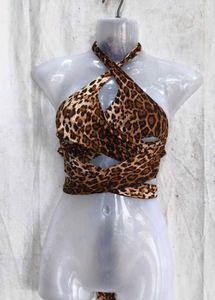 Leopard Print Halter Neck Crop Top