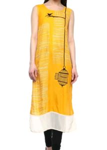 Rangmanch yellow cotton printer kurta