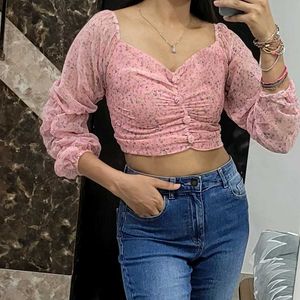Floral Chiffon Long Sleeve Top