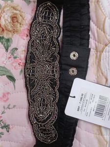 Elegant Beaded Black Belt