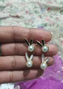 Cute Bunny Pearl Earrings