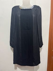 Length-35,,Classic Black Long Sleeve Mini Dress