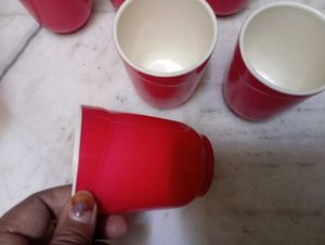 Red jug and 6 glass Set