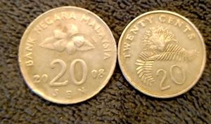 Malaysia & Singapore Coins Set (2 Pcs)