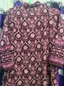 Maroon Floral Print Kurta set