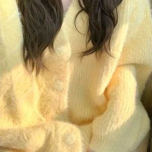 Butter yellow fur cardigan
