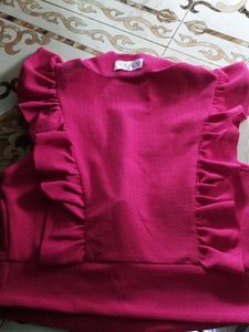 V-Neck Ruffled Pink Top