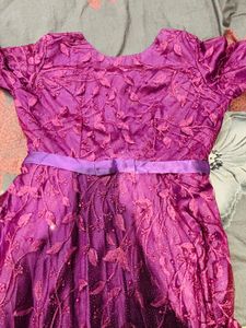 Elegant Purple Floral Embellished Gown