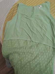 Light Green Textured Sleeveless Maxi dress