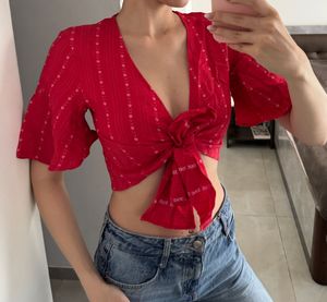 HWW heart red Tie-Front Top