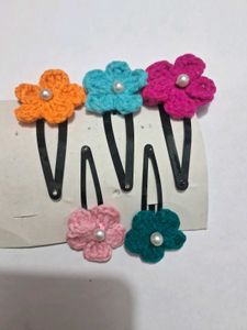 Flower Hair Clips - Handmade Crochet 5