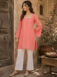 🇳🇿💫🎀Peach Georgette Embroidered Unstitched