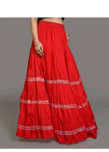 Vibrant Red Tiered Ethnic Skirt