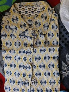 (ganpati offer) Retro Print Button-Up Shirt