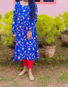 Blue Floral Print Kurta
