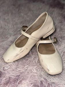 Cream Mary Jane Style Flats