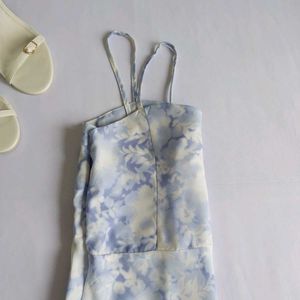 Blue Floral Midi Slip Dress🦢🪞✨️