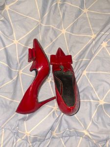 Red Patent Bow Stiletto Heels