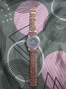 Rose Gold Watch with Green Dial