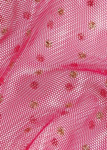 Hot Pink Ruched Sheer Dot Mini Dress