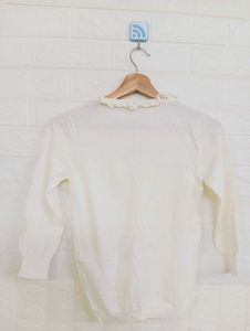 White Lace Trim Cardigan