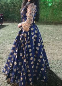 dark blue reseption gown