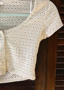 H&amp;M Beige Fitted Crop Top