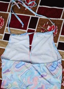 Colorful Marble Print Halter Top
