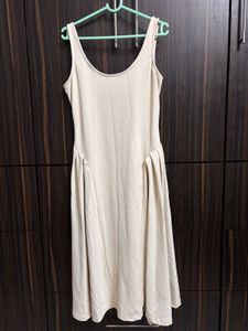 Cream Sleeveless Midi Dress