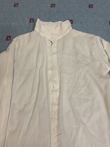 Elegant White Collared Button-Up Shirt