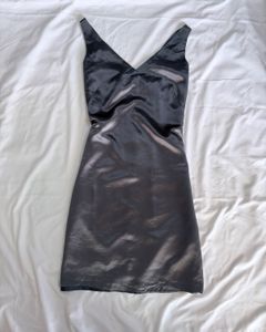 Sleek Satin V-Neck Mini Dress
