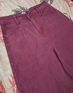 Burgundy jeans 👠(Wide leg)