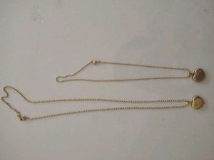 Gold Heart Pendant Necklaces (Set of 2)
