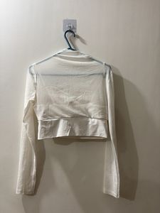 Sheer Mock Neck Long Sleeve Top