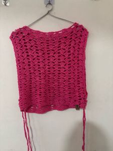 Crocheted Pink Sleeveless Top