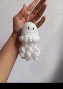 Cute Crochet Jellyfish Keychain
