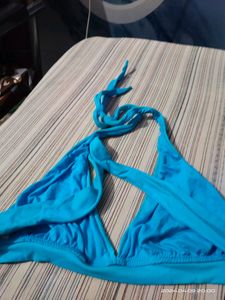 Blue Halter Bikini Top