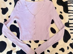 lilac ribbed cardigan