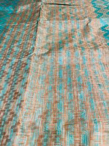 Beautiful Teal and Gold Saree with free earrings