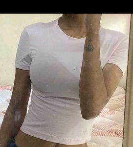 Basic H&amp;m baby Pink fitted T-Shirt