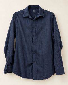 Men's Dark Blue Textured Shirt