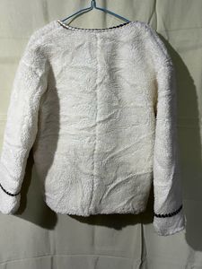 Fluffy White Textured Jacket