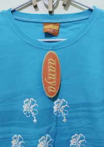 Aanya Blue T-Shirt with Floral Print