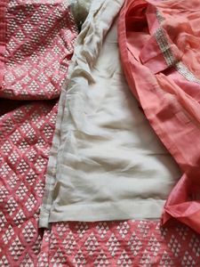 Embroidered Peach Kurta