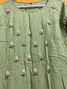 Green And White Sharara Set